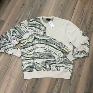 Twenty Montreal Men's Beige Azurite Color Spill Crewneck Sweater Size Large NWT